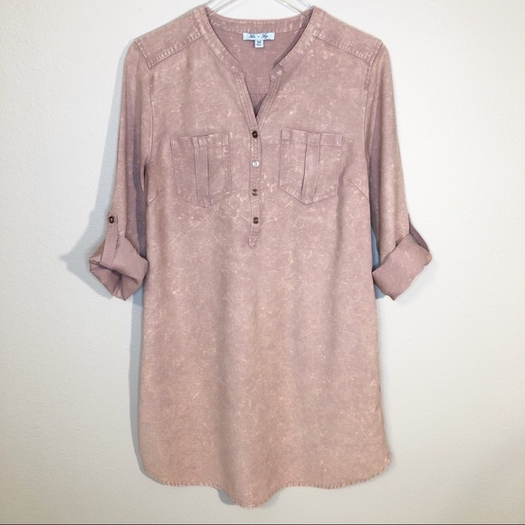 She and Sky Dresses & Skirts - She & Sky Acid Wash Chambray Shirt Dress